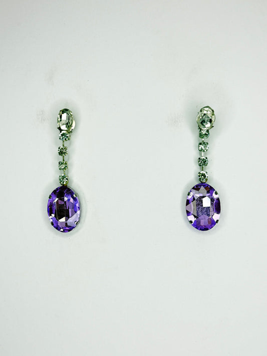 Violet & Clear Earrings - Small Cocktail Size