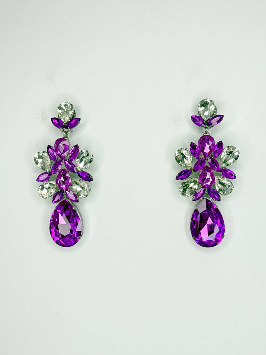 Purple & Clear Earrings - Medium Size