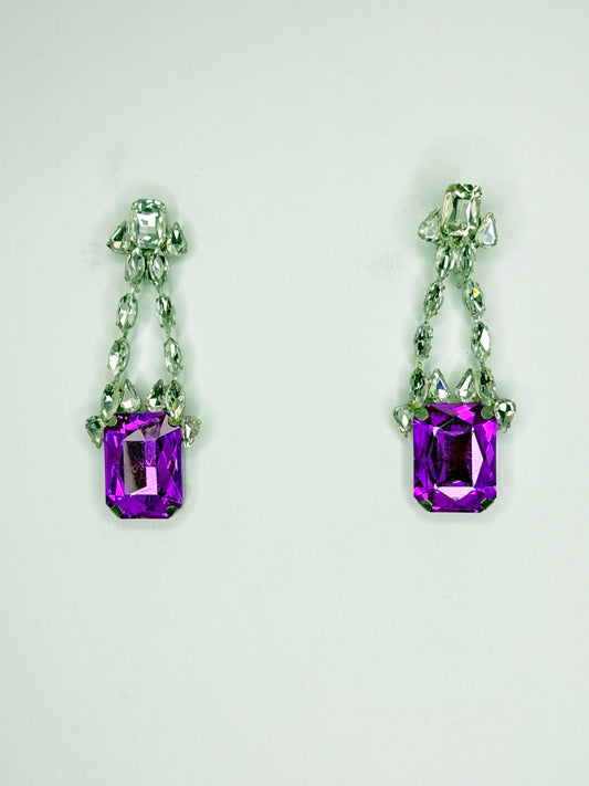 Purple & Clear Earrings - Medium Size
