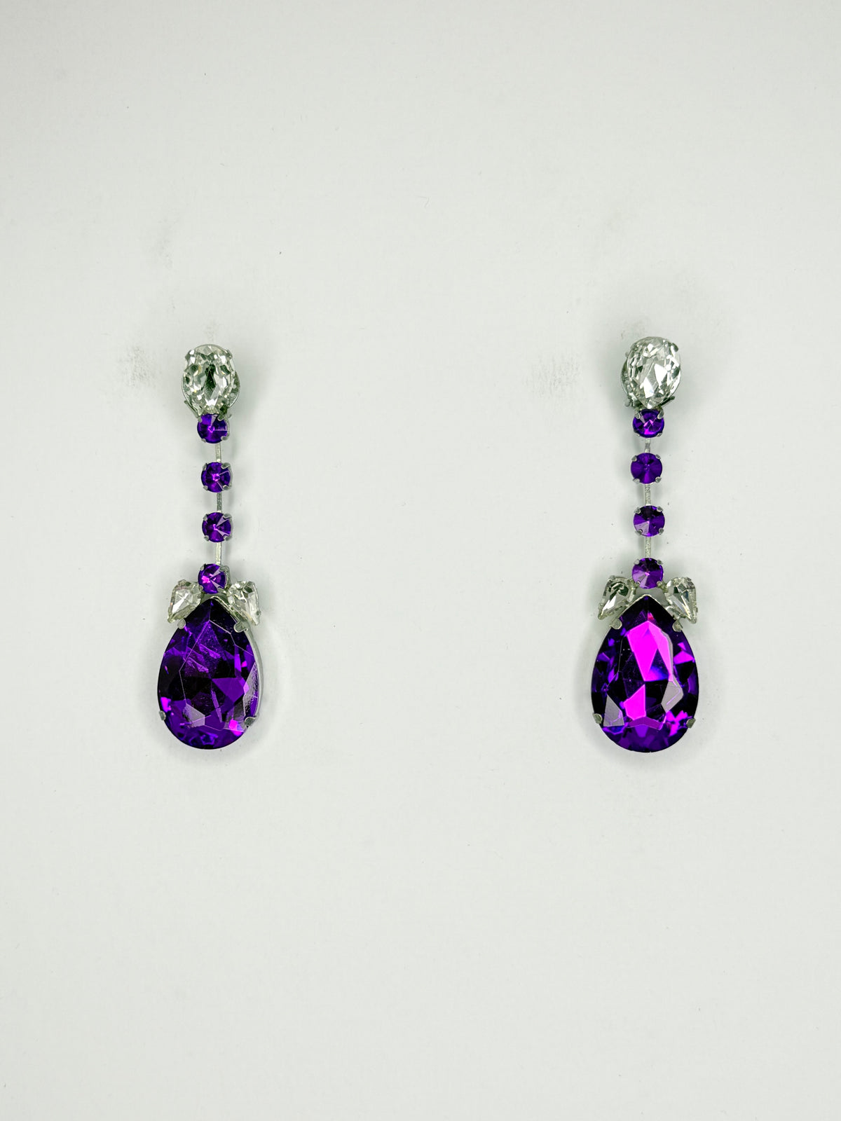 Purple & Clear Earrings - Small Cocktail Size