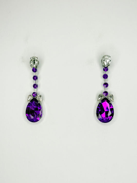 Purple & Clear Earrings - Small Cocktail Size
