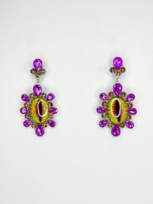 Purple Eyeball Earrings - Medium Size