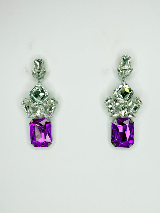Purple & Clear Earrings - Medium Size