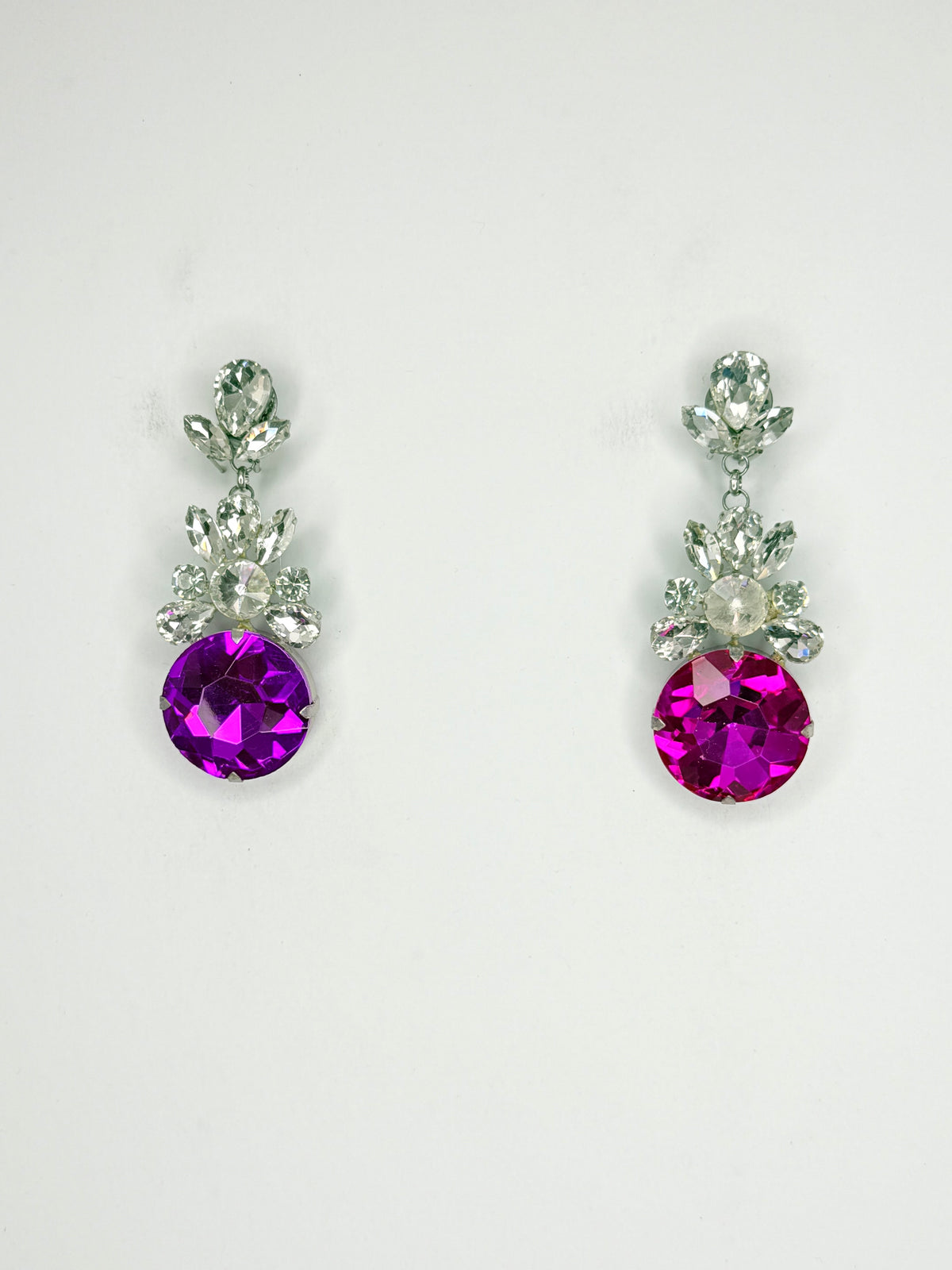 Purple & Clear Earrings - Small Cocktail Size