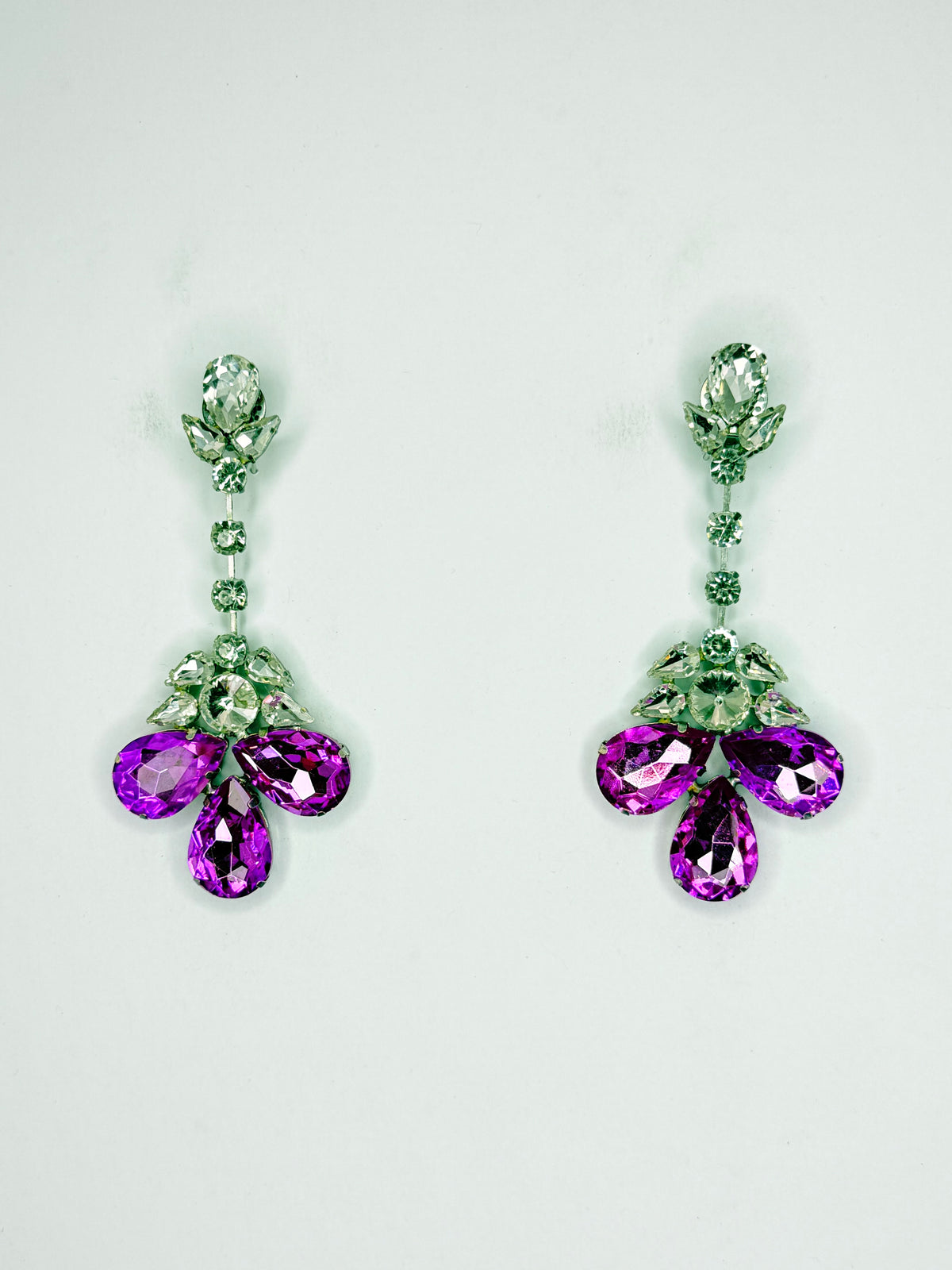 Purple & Clear Earrings - Medium Size