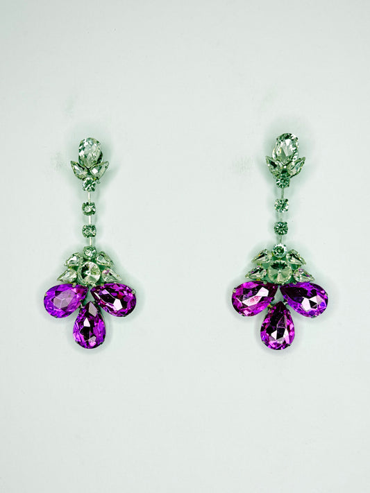 Purple & Clear Earrings - Medium Size