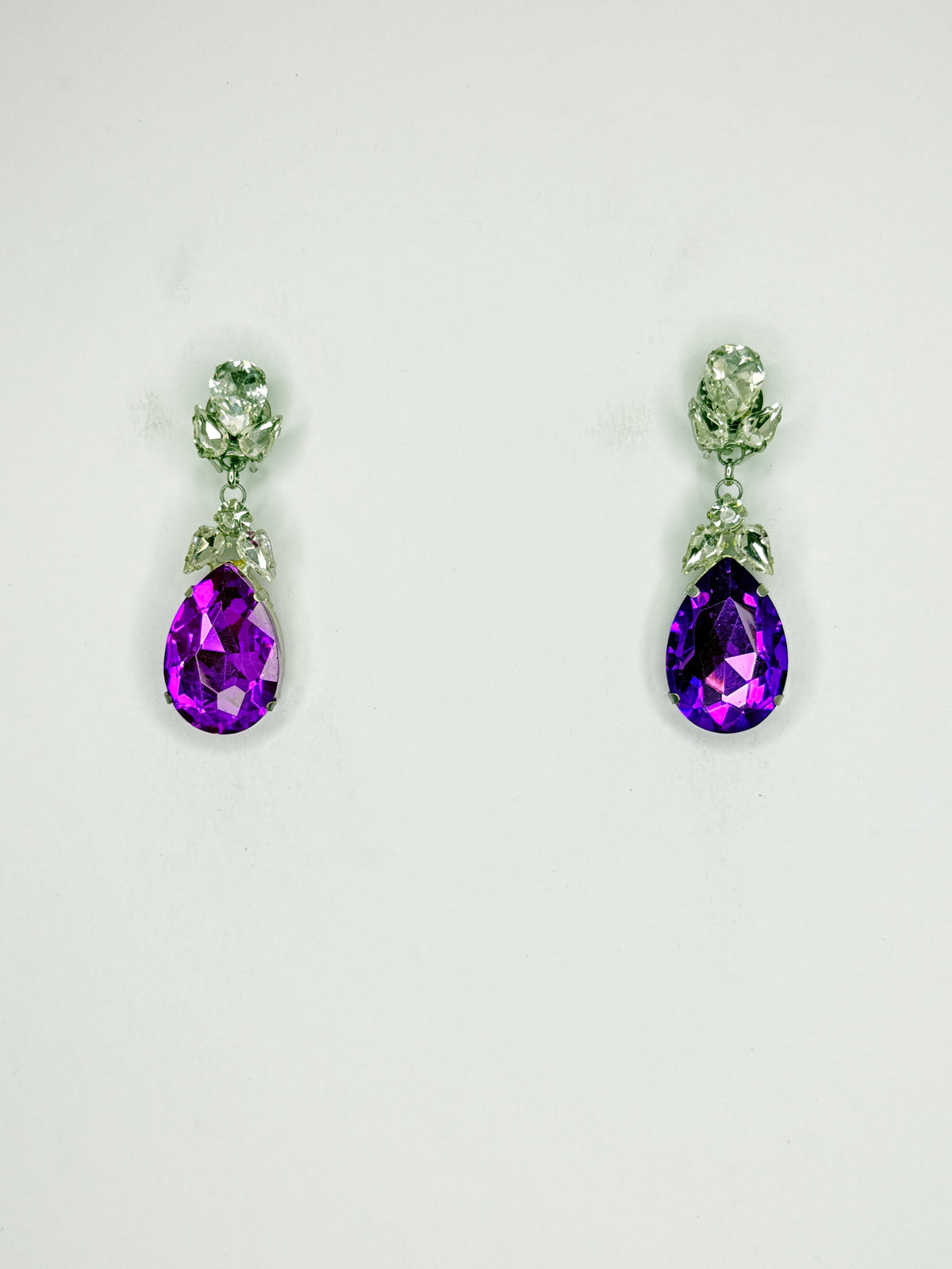 Purple & Clear Earrings - Small Cocktail Size