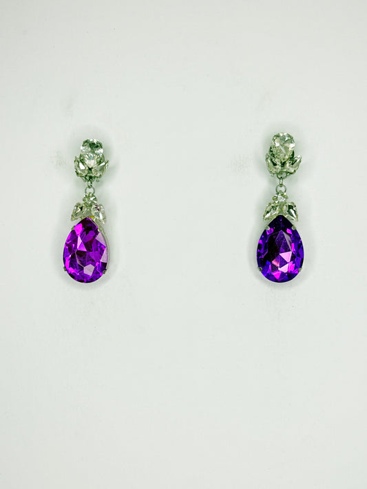Purple & Clear Earrings - Small Cocktail Size
