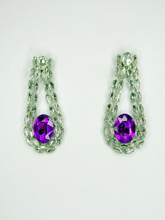 Purple & Clear Earrings - Large Size