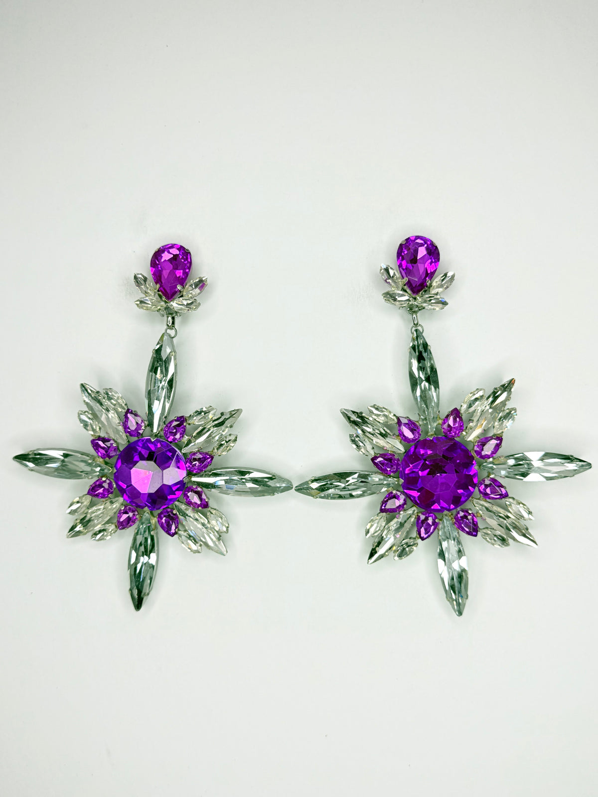 Purple & Clear Earrings - Large Size